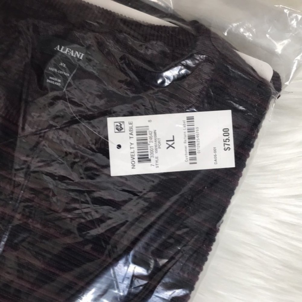 NWT Macy's Alfani Men's Sweater Port Red  Ottoman Textured Crewneck - Picture 13 of 14